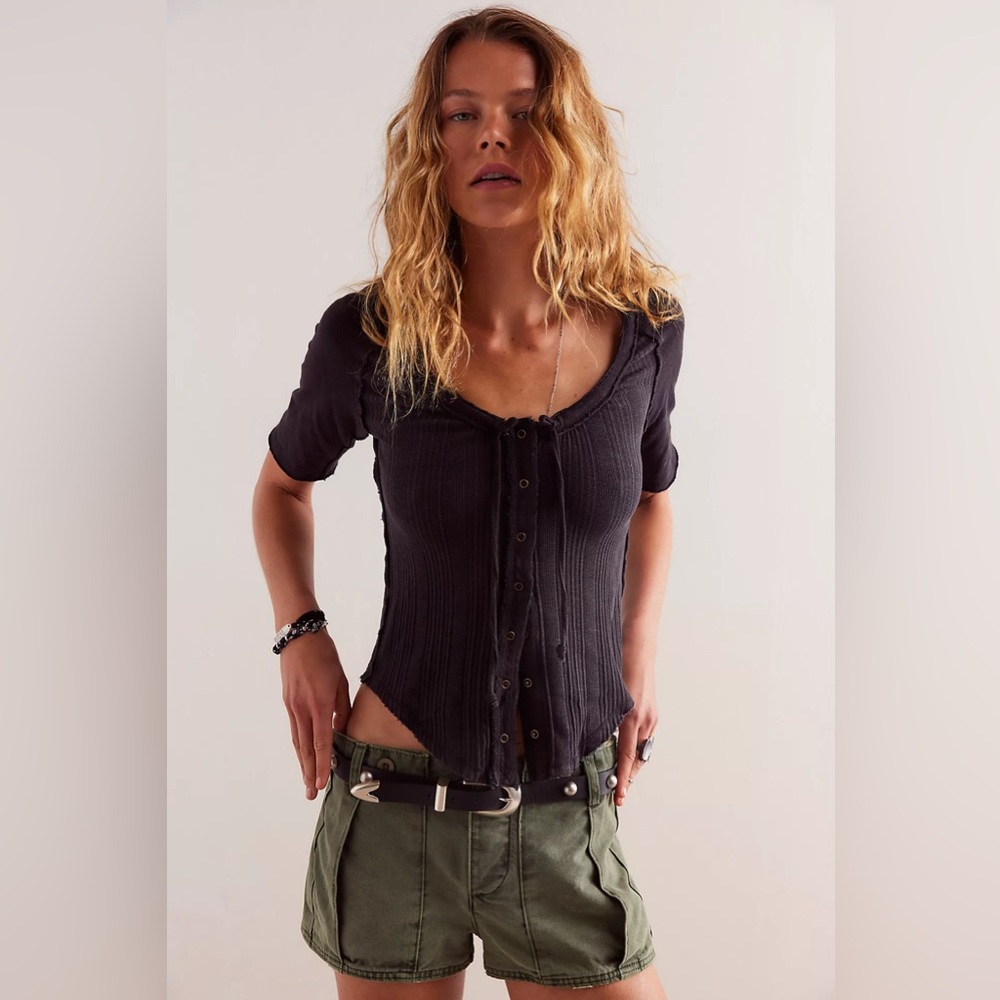 Free People We The Free Daisy Tee in Dark Gray - Picture 2 of 6